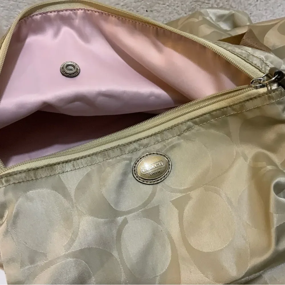 Coach tan signature Satin large Tote bag and matching removable wallet - Picture 7 of 11